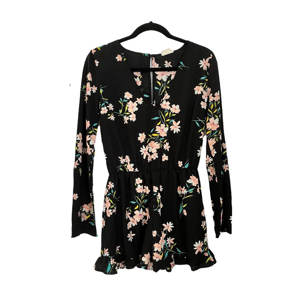 Urban Outfitters Pins & Needles - Black Floral Long Sleeve Romper - M